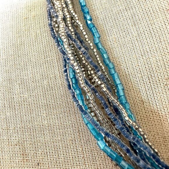 Neroleone blue and silver beaded multi strand necklace - Picture 5 of 11